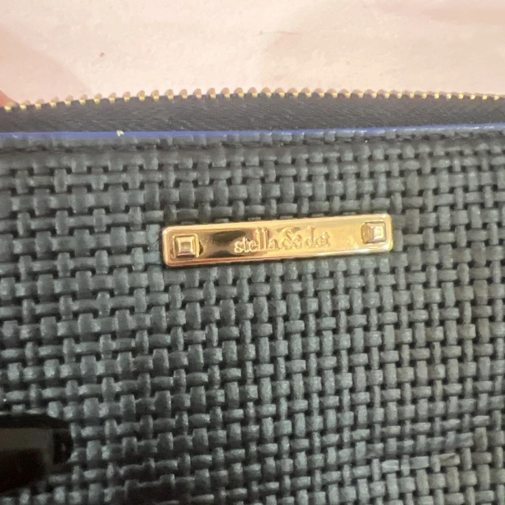 Stella &‎ Dot Black Leather Zip Around Organizational Clutch Wallet Tassel